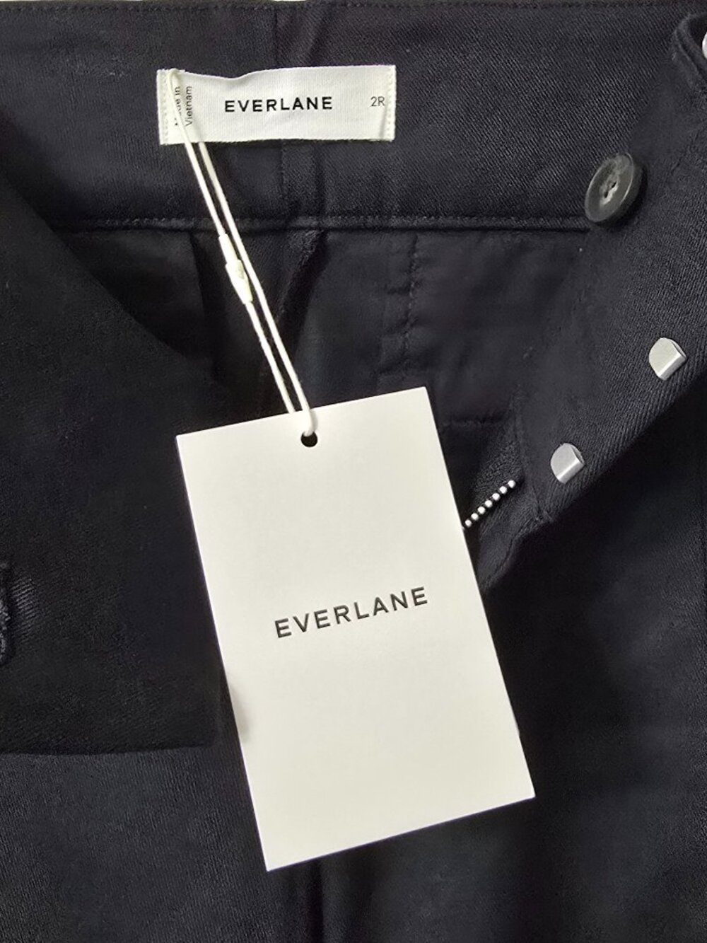 Everlane Tailored Drape Seam Pants 2 2R Wide Leg Mid Rise Ankle Black Career NEW - Picture 6 of 6
